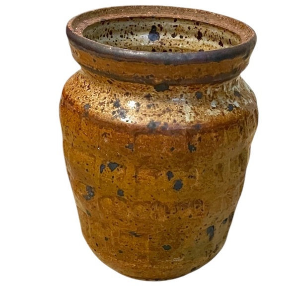 Vintage Hand Crafted Studio Art Pottery Vase Earth-tones Stoneware, Signed - Picture 1 of 10